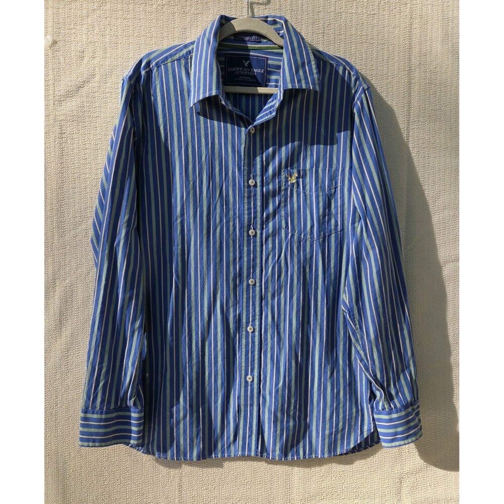 American Eagle Outfitters Men's XL Striped Button Down Vintage Fit Oxford Shirt
